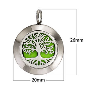 20mm <span class=keywords><strong>arbre</strong></span> <span class=keywords><strong>de</strong></span> <span class=keywords><strong>vie</strong></span> en acier inoxydable 316L 10 pièces tampons gratuits diffuseur d'huile essentielle médaillon <span class=keywords><strong>de</strong></span> parfum pendentif <span class=keywords><strong>collier</strong></span> - Product Image 2