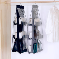 Organisateur de sacs à main suspendu pliable multi-couches à 6 poches, sac de rangement compressible anti-poussière en non-tissé pour salon, armoire et placard