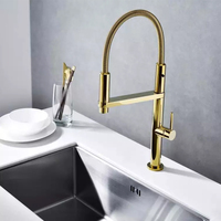 Promotion Robinet de cuisine moderne monocommande en laiton or rose avec douchette latérale extractible à ressort, rotation à 360 degrés et pré-évier