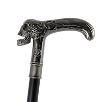 Canne de marche élégante pour gentleman, en métal décoratif, avec tête de crâne noire en forme de T