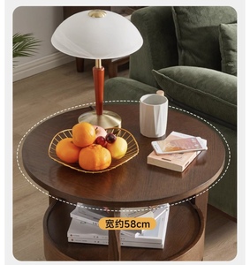 <strong>Real</strong> Premium Solid <strong>Wood</strong> Round Shape Large Storage <strong>Coffee</strong> <strong>Table</strong> Sofa Side <strong>Table</strong> with Drawer in Living Room Bedroom - Product Image 6