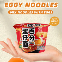 Mie Instan Mini Rasa Telur Ramah Anak, Terbuat dari Tepung Terigu, dengan Garpu Lipat, Cocok untuk Sekolah, Kantor, dan Toko Swalayan
