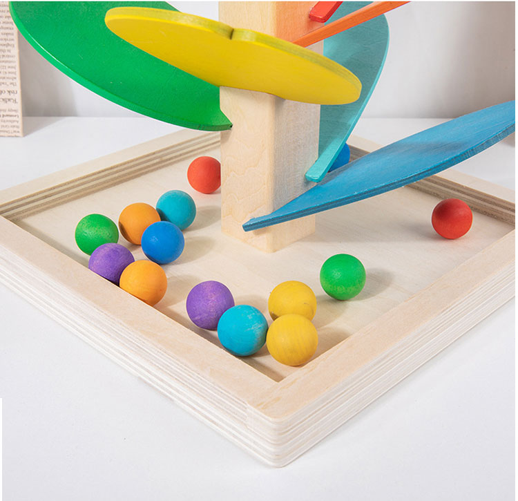 Деревянная образовательная сборка, штабелируемые цветные шарики, трековые блоки, деревянная детская игрушка, подарок