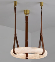 Lampes suspendues et lustres en albâtre luxueux télécommandés alimentés pour la décoration de la maison de conception de salon d'hôtel
