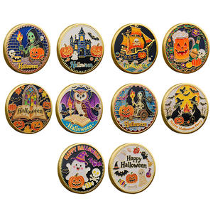 库存万圣节铁工艺纪念品纪念币电镀紫外印刷压花彩色幽灵女巫蝙蝠派对装饰 - Product Image 5