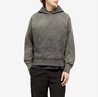 Sweat à capuche streetwear personnalisé surdimensionné en molleton 100 % coton brodé pour homme et femme, style vintage délavé avec poches