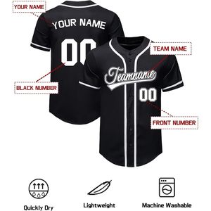 Custom Baseball Jersey Printed Personalized Button Down <b>Tshirt</b> For Men Women Kids 100% Cotton Heat Transfer Printing - Product Image 2