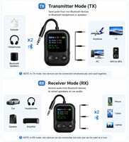 Bluetooth-audiozender en -ontvanger met kleurenscherm, ondersteuning voor verbinding met twee apparaten en weergave van realtime verbindingstatus