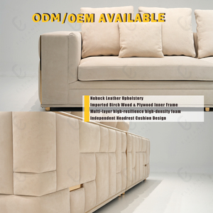 Nouveau produit 2024, canapé modulaire italien de luxe léger, mobilier moderne pour salon, ensemble en cuir blanc pour villa et appartement - Product Image 2