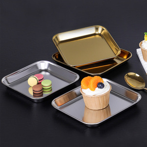 304 <strong>Stainless</strong> Steel Korean Food <strong>Rectangular</strong> <strong>Serving</strong> Tray Metal Gold and Natural Dishes &amp; <strong>Plates</strong> square Dinner <strong>Plate</strong> - Product Image 5