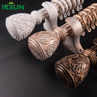 Iksun aluminio vintage grano de madera pintado barras de cortinas decorativas barras de cortina extra resistentes