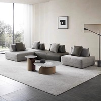 Canapé modulaire Timberight italien moderne minimaliste en forme de L, deux places, dossier mobile, revêtement en éponge et chanvre, pour salon