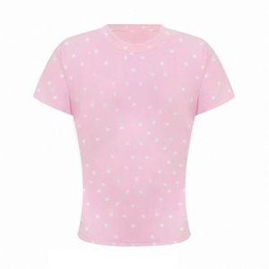 RUICHI T-shirt Corta Estiva da Donna con Stampa Stelle, in Tessuto a Costine Pre-ristretto da 230GSM, Girocollo, Manica Corta Modellante - Product Image 5