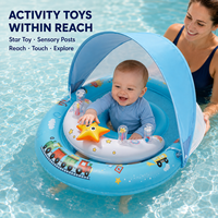 Bouée de piscine pour bébé avec auvent et centre d'activités, anneau gonflable en PVC avec siège en maille pour marque privée