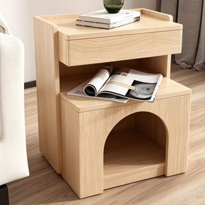 Mesa <span class=keywords><strong>de</strong></span> <span class=keywords><strong>Noche</strong></span> Moderna <span class=keywords><strong>de</strong></span> Madera para Gatos, Mesa Auxiliar Multifuncional con Almacenamiento para Mascotas, para Dormitorio, Apartamento, Muebles para el Hogar - Product Image 5
