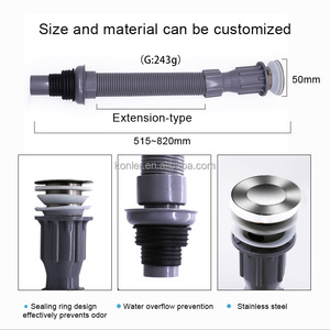 Nhà Máy Bán buôn giá đường ống dẫn nước Mùi-proof phòng tắm nhà bếp rửa lưu vực nước dài bồn rửa cống với Extendable Chất thải ống - Product Image 2