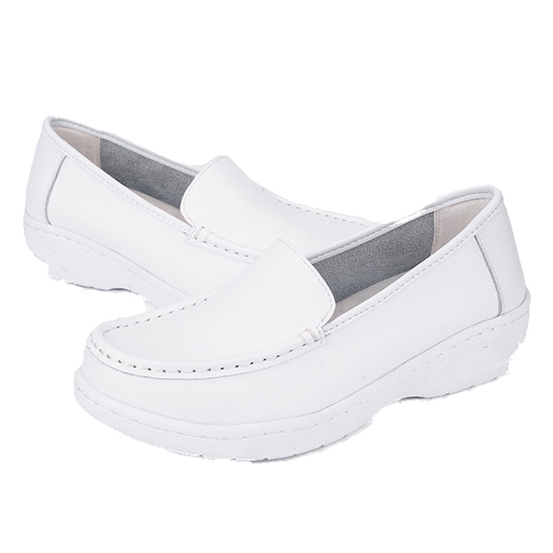 Новое поступление, противоскользящие женские удобные Матрасы на танкетке для мам, кожаные белые туфли для медсестер