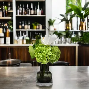 घर के लिए ग्लास फूलदान के साथ आंतरिक डिजाइन कृत्रिम आर्किड फूल पौधे, वेलेंटाइन डे पुष्प कृत्रिम फूल