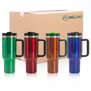 Großhandel H2.0 40oz Weihnachts geschenk rot und grün Sublimation glänzend Metallic-Look Becher mit Griff und Stroh für benutzer definierte Logo