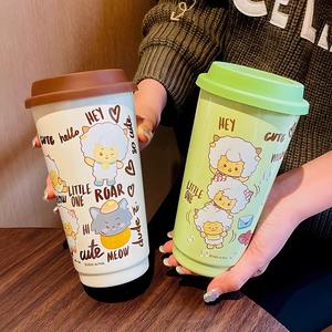 Vaso de Acero Inoxidable Zuo Mu con Tapa y Asa Antiderrames de 500 ml, Taza de Regalo para Café y Té, Primavera 2025 - Product Image 1