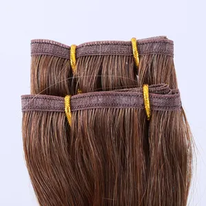 TopElles Hot Sale Unsichtbare nahtlose Pu Flat Track Schuss Haar verlängerung Remi Cachet Flat Weft Russische für Frauen