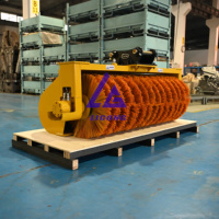 Balai de route à balai hydraulique à rouleaux pour pelle, avec seau à poussière amovible, aménagement paysager, nettoyage du site de démolition