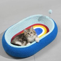 Lit pour chat de grande taille 2-en-1, avec griffoir en sisal, confortable, amovible, lavable, rembourrage en mousse haute densité