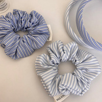 MIO Corée bleu rayure cheveux chouchous bandeau mode fille élastique pour queue de cheval rayure bandeau fait à la main bandeau antidérapant