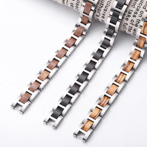 Pulsera de cadena de platino con dijes y logotipo personalizado, de madera para <span class=keywords><strong>hombre</strong></span>, de alta calidad, novedad <span class=keywords><strong>2022</strong></span>, al por mayor - Product Image 3