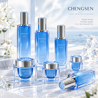 Ensemble de flacons cosmétiques de luxe vides en acrylique créatif de 30 ml/50 ml/100 ml, bleus, avec pompe à lotion, pour soins de la peau, sérigraphiés