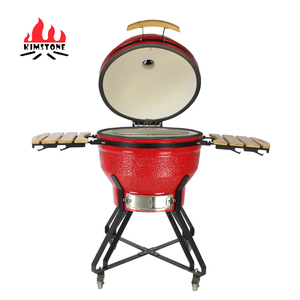 KIMSTONE 26 Inch Big <span class=keywords><strong>Kamado</strong></span> BBQ Rotisserie Smoker Barbecue Ceramic Charcoal Grill Merah dengan Ventilasi Bawah Tipe Laci - Product Image 2