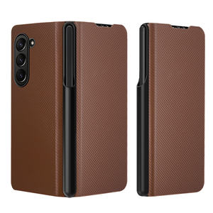 Funda de Cuero con Ranura Desmontable para S Pen para <span class=keywords><strong>Samsung</strong></span> <span class=keywords><strong>Galaxy</strong></span> Z Fold 7 6 5 4 3, Fibra de Carbono, Protección Completa de 360 Grados, Tipo Libro - Product Image 1