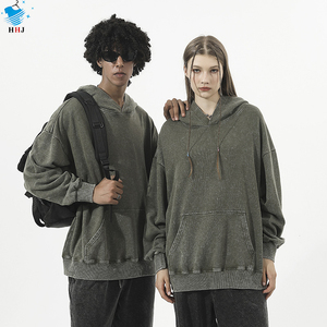 Sweat à capuche vintage délavé pour homme, LOGO personnalisé, coupe ample vieillie, pull en molleton bouclette 350 g/m², vierge, coupe oversize, grammage lourd - Product Image 2