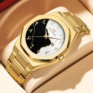 Montre à quartz de luxe pour homme avec cadran noir et blanc et bracelet en acier inoxydable, montre de business pour homme - Product Image 6