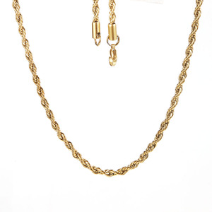 不锈钢 2MM 3MM 4MM 5MM扭曲粗链子项链分层男女金绳链项链 - Product Image 1
