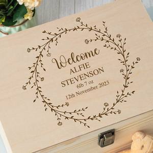 Personalised New Baby Large Wooden <strong>Memory</strong> Box <strong>Gifts</strong> Ideas for Boys Girls Newborn Babies Keepsake <strong>Memories</strong> Unique <strong>Mum</strong> - Product Image 2