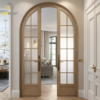 Porte coulissante encastrée de style français CBMmart, luxe sur mesure, en chêne clair avec verre dépoli, style français.