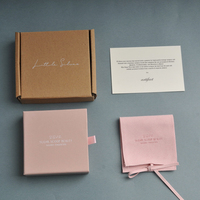 Juego de embalaje de joyería, caja de cajón rosa con inserto para pendiente, sobre, bolsa, Introducción, tarjeta de agradecimiento, caja de correo, logotipo personalizado
