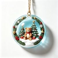 Pendentif en résine Écureuil près de la maison champignon, Ornement de Noël à suspendre à l'arbre, Lanterne champignon à pois rouges et blancs, Décoration de Noël avec baies