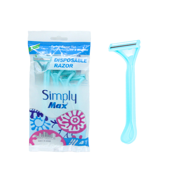 OEM Wholesale Simply Max Teal Disposable Razor with Twin Stainless Steel Blades and Pivoting Head Plastic Handle