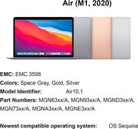 Écran LCD d'ordinateur portable de 13,3 pouces pour MacBook Air A2337 Retina Assemblage complet d'écran LCD M1 EMC 3598 2020 Gris sidéral Or Argent