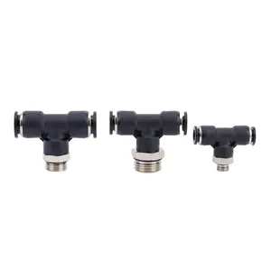 Conector de manguera de aire neumática de plástico, accesorio PB de 4mm, 6mm, 8mm, 10mm, 12mm tipo T