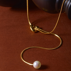 CLIORO largo ajustable corazón perla colgante de acero inoxidable joyería de moda en forma de Y suéter cadena collares para mujeres - Product Image 5