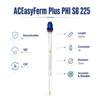 Électrode pH basse alcalinité ACITEK PHI S8 225mm, capteur à double jonction avec barrière d'ions argent, précision 0,01pH, pour applications industrielles et chimiques (OEM)