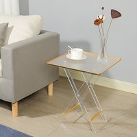 Table d'appoint portable en acrylique pour l'extérieur, style arabe, carrée, pour thé et desserts, facile à assembler et pliable, idéale pour les fêtes, les balcons et les mariages.