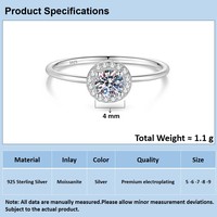 Bague classique en moissanite de 0,3 carat, argent sterling 925, bague solitaire ronde