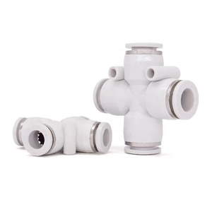 Aochente pza 4 cách chi nhánh chéo màu xanh đỏ đen nhựa + Brass dòng không khí đẩy trong nhanh chóng kết nối khí nén Phụ Kiện 4-12mm - Product Image 3