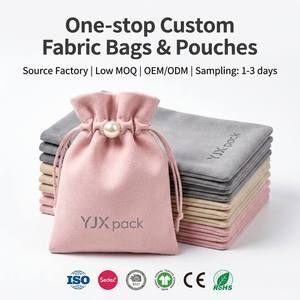 Bolsa de Joyería Personalizada de Microfibra, Bolsa Pequeña de Gamuza con Cordón, Embalaje de Regalo, Bolsa de Cuero Impresa en Blanco, Berry y Azul Marino para YJX - Product Image 1