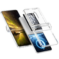 Étui pliable pour Samsung Galaxy Z Flip 8 7 6 5 avec charnière à ressort, protection intégrale et double emplacement pour cartes intégré