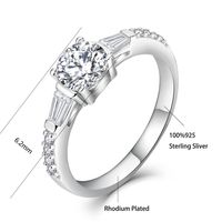 Ol Personnalité 925 Sterling Silver Fine Jewelry rond Baguette CZ Trois Bagues en Pierre avec Diamant pour les Femmes pour les Mariages